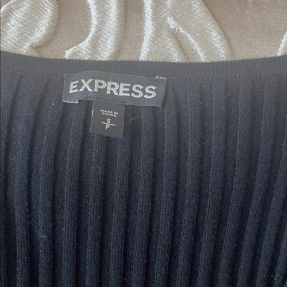 Express Black Ribbed Knit Top - Picture 2 of 4